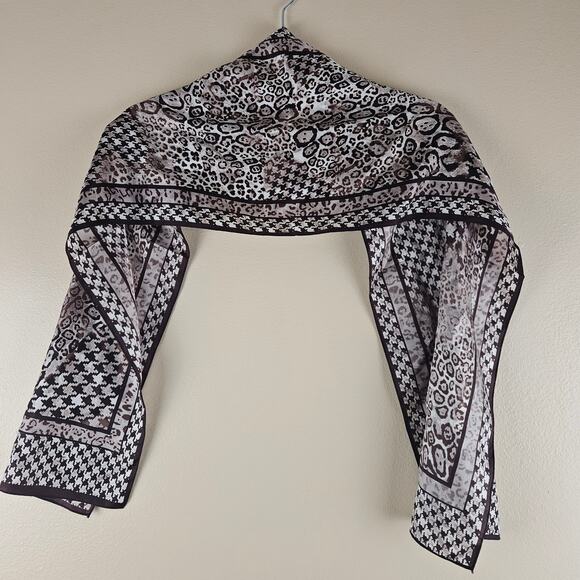 Vintage Animal Print Abstract Geometric Leopard Silk Oscar De La Renta Scarf - Picture 2 of 7